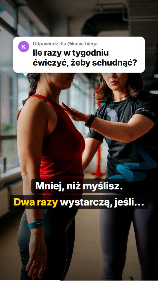 Przykładowa rolka: trener personalny, odpowiedź na pytanie klienta