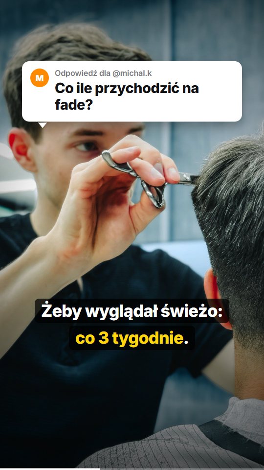 Przykładowa rolka: barber, odpowiedź na pytanie klienta